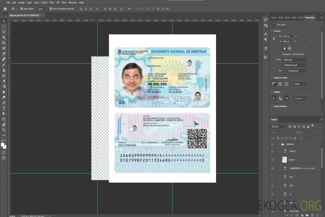 Carte d'identité argentine 2023-présent template Carte d'identité argentine 2023-présent template